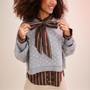 NWT Free People Printed Easy Street Cropped Sweater in Frosted Earth - XL